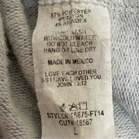 Reborn J Women’s Blue/Gray Top Button Top Long Sleeves Raw Hem Hem Accent Size L - Picture 8 of 8